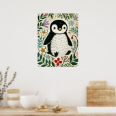 Poster Wildflower Penguin Lovers Illustration (Cuisine)