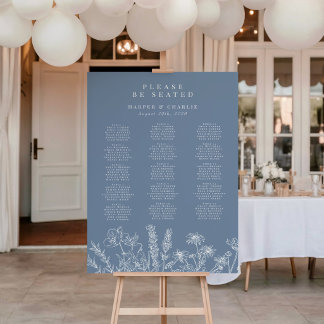 Poster Wildflower Periwinkle Wedding Seating Sign