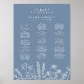 Poster Wildflower Periwinkle Wedding Seating Sign (Devant)