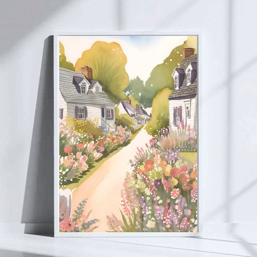 Poster Wildflower Way | Coastal Beach Town Watercolor