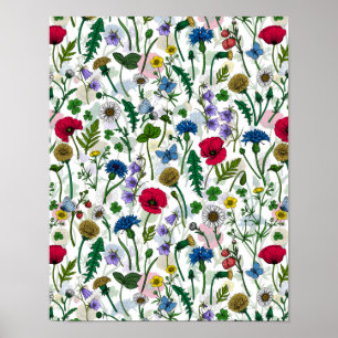 Poster Wildflowers on off white