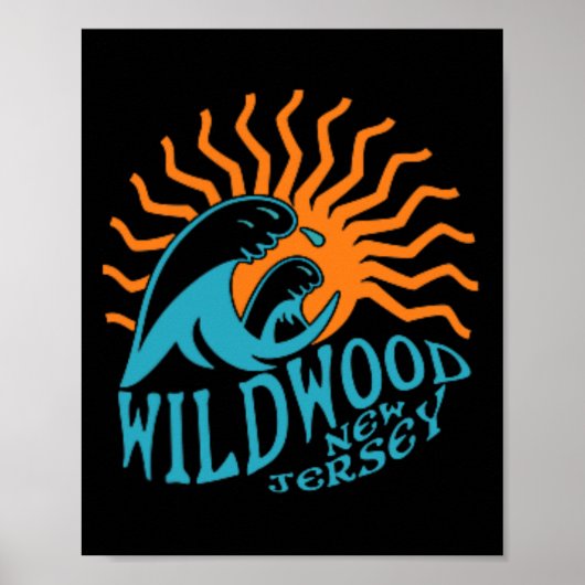 Poster Wildwood New Jersey Beach Front Et Back (Devant)