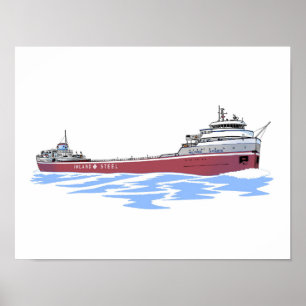 Poster Wilfred Sykes, cargo des Grands Lacs, pont droit