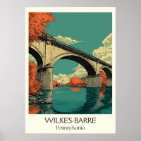 Wilkes-Barre PA Pont de la rivière Vintage Art d'a