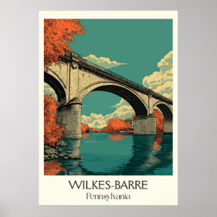 Poster Wilkes-Barre PA Pont de la rivière Vintage Art d'a