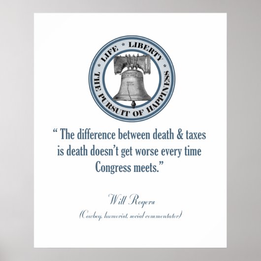 Poster Will Rogers Citation (Décès et impôts) (Devant)