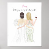 Poster Will you be my bridesmaid (Devant)