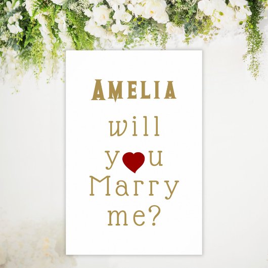 Poster Will you marry me Heart Red Romantic Proposal 