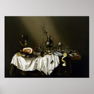 Poster Willem Claesz Heda Pièce de banquet avec jambon