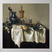Poster Willem Claesz Pièce de banquet Heda avec tarte min (Devant)