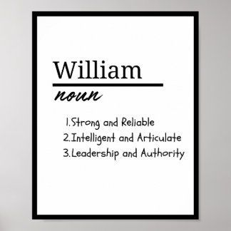 Poster William, Boy Personnalisé Nom Définition