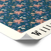 Poster William Morris Art nouveau design floral bleu (Coin)