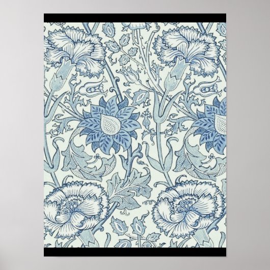 Poster William Morris Beau motif floral, bleu, rose (Devant)
