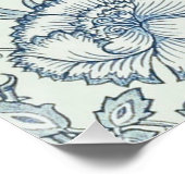 Poster William Morris Beau motif floral, bleu, rose (Coin)