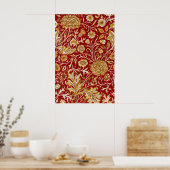Poster William Morris Cherwell Motif Floral Rouge (Cuisine)