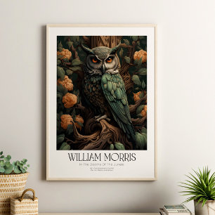 Poster William Morris Chouette Vintage aux fleurs