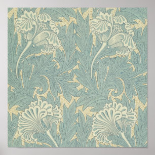 Poster William Morris Classique Tulipe Bleu Floral