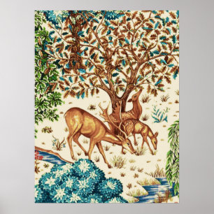 Poster William Morris Deer par une Tapisserie Brook Beige