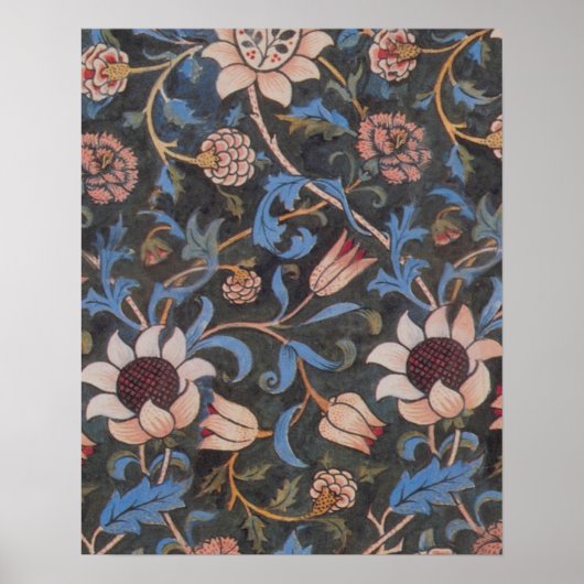 Poster William Morris Evenlode Textile Art Floral (Devant)