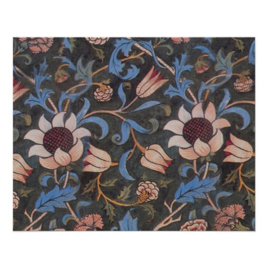 Poster William Morris Evenlode Textile Floral Art (Devant)