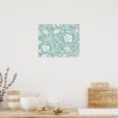 Poster William Morris Fond d'écran Floral Turquoise (Cuisine)