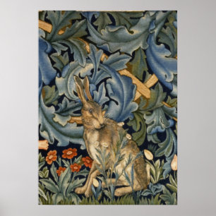 Poster William Morris Forest Rabbit Floral Art