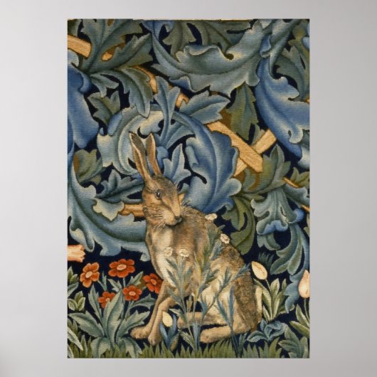 Poster William Morris Forest Rabbit Floral Art (Devant)