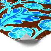 Poster William Morris Hyacinth Imprimer, Aqua et Brown (Coin)
