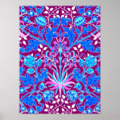 Poster William Morris Hyacinth Imprimer, Aqua et Purple (Devant)