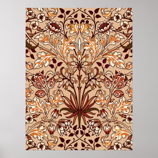 Poster William Morris Hyacinth Print, Brown et Beige (Devant)