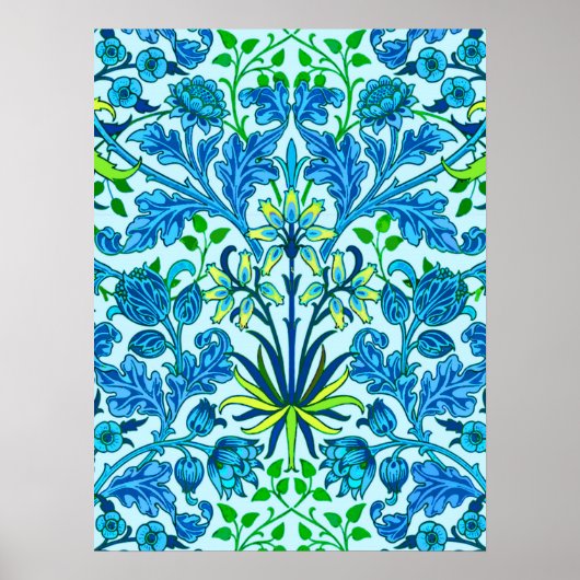 Poster William Morris Hyacinth Print, Cerulean Blue (Devant)
