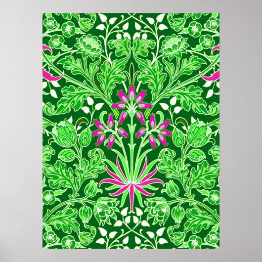 Poster William Morris Hyacinth Print Lime & Emerald Green (Devant)