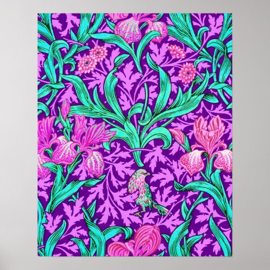 Poster William Morris Irises, Améthyste Violet (Devant)