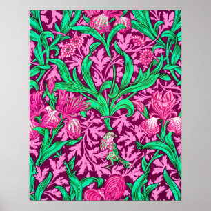Poster William Morris Irises, Fuchsia Pink and Wine