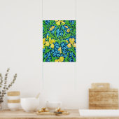 Poster William Morris Irises, jaune et bleu de cobalt (Cuisine)