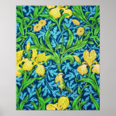 Poster William Morris Irises, jaune et bleu de cobalt (Devant)