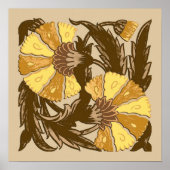 Poster William Morris Jacobean, Mustard Gold et Brown (Devant)