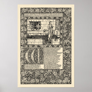 Poster William Morris Kelmscott Press Chaucer Livre Leaf