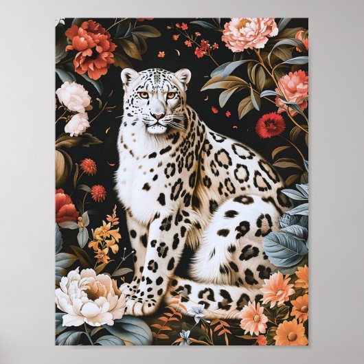 Poster William Morris Leopard Blanc Avec Floral (Devant)