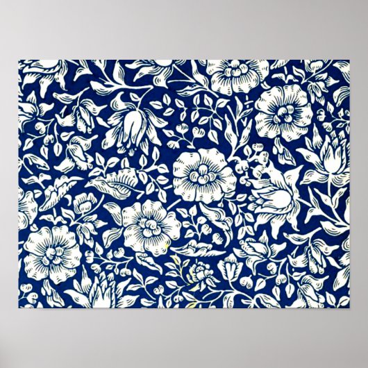 Poster William Morris - Mallow bleu (Devant)
