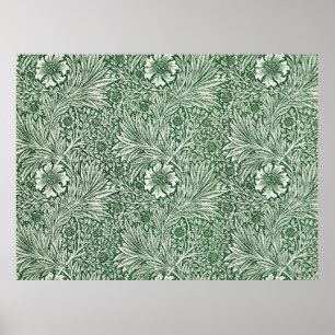 Poster william morris marigold vert floral papier peint