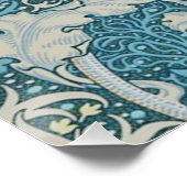 Poster William Morris, motif Art nouveau, algues, bleu, f (Coin)