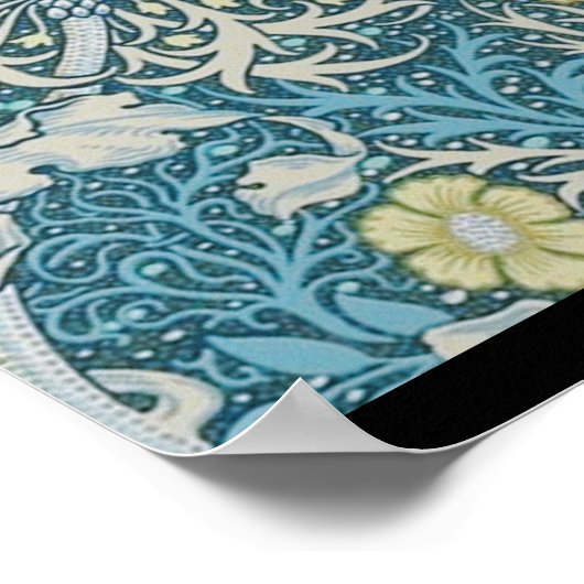 Poster William Morris, motif Art nouveau, algues, bleu, f (Coin)