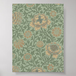 Poster William Morris motif floral Grafton vert sauge