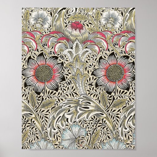 Poster william morris papier peint coq floral (Devant)