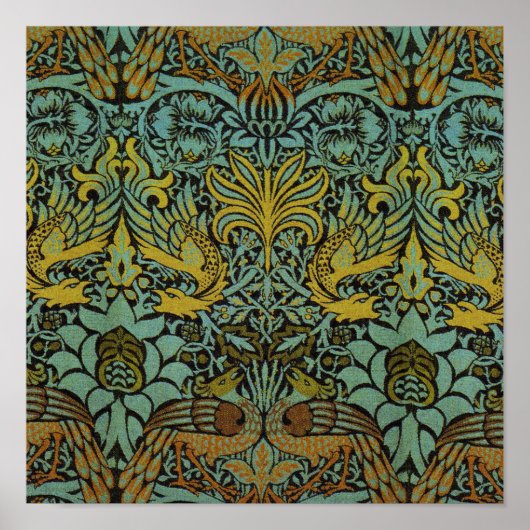 Poster William Morris Peacock Dragon Fond d'écran (Devant)