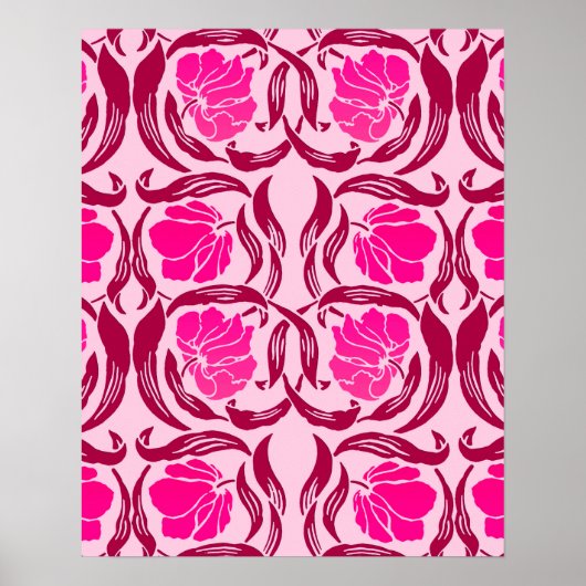 Poster William Morris Pimpernel, Fuchsia & Pink clair (Devant)