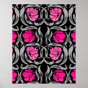 Poster William Morris Pimpernel, Fuchsia Pink et Black