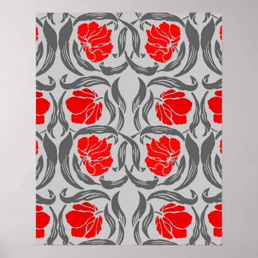 Poster William Morris Pimpernel, Silver Grey et Red (Devant)