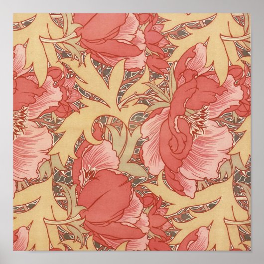 Poster William Morris Poppies Floral Art (Devant)